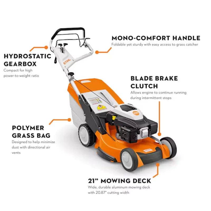 STIHL RM 655 YS Lawn Mower Gas Powered Hydrostatic Drive Self-Propel 21-Inch Deck 173 cc Kohler HD Series Engine