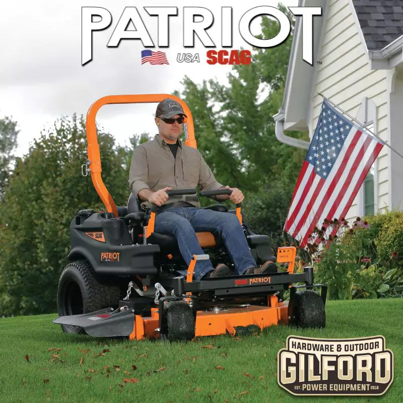 Scag Patriot Zero Turn Ride On Lawn Mower With 52-Inch Hero Cutter Deck And 27 HP SR Engine