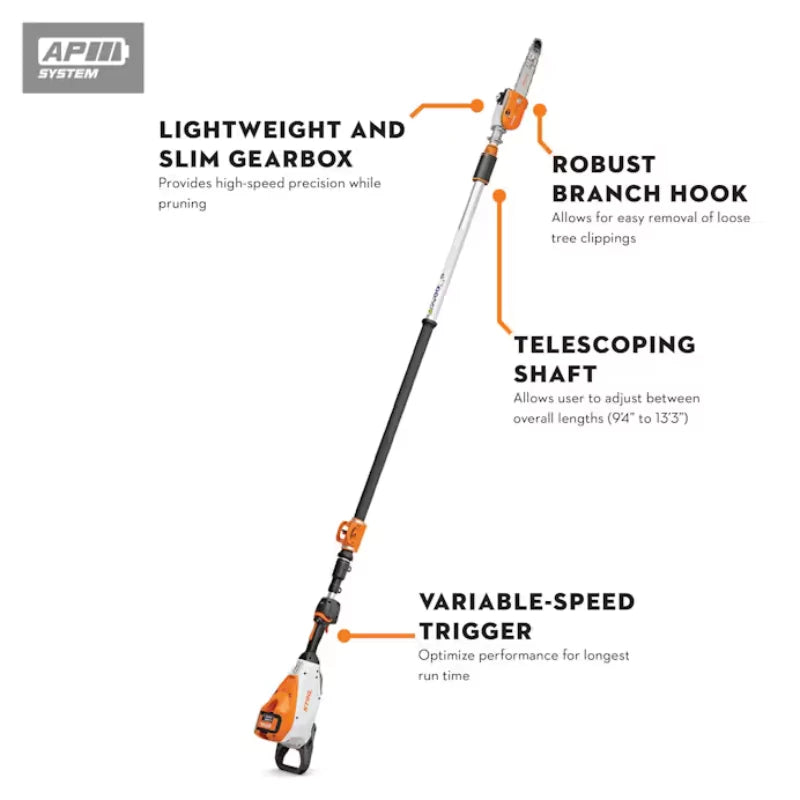 STIHL HTA 160 Professional Battery-Powered Pole Pruner with Telescoping Shaft with 10-Inch Bar