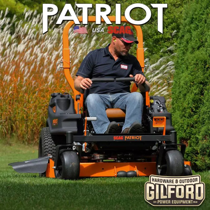 Scag Patriot Zero Turn Ride On Lawn Mower With 52-Inch Hero Cutter Deck And 27 HP SR Engine