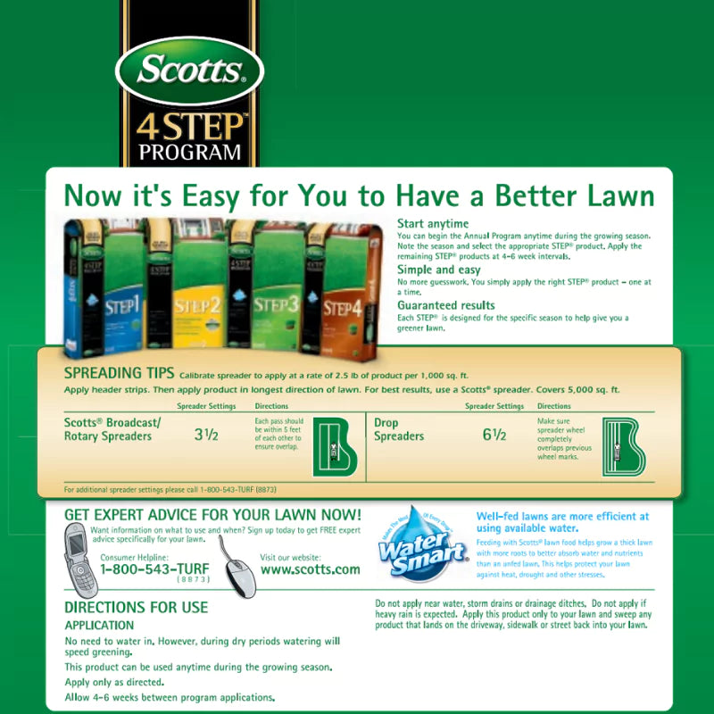 Scotts Step 3 Lawn Fertilizer Lawn Food with 2% Iron (32-0-4) 15,000 sq. ft.