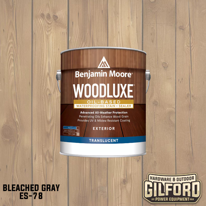 Benjamin Moore Woodluxe Oil-Based Waterproofing Exterior Translucent Stain and Sealer Bleached Gray (ES-78) Gallon