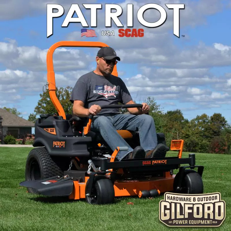 Scag Patriot Zero Turn Ride On Lawn Mower With 52-Inch Hero Cutter Deck And 27 HP SR Engine