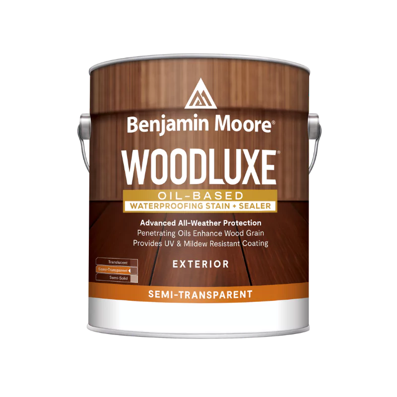 Benjamin Moore Woodluxe Oil-Based Waterproofing Exterior Semi-Transparent Deck and Siding Stain