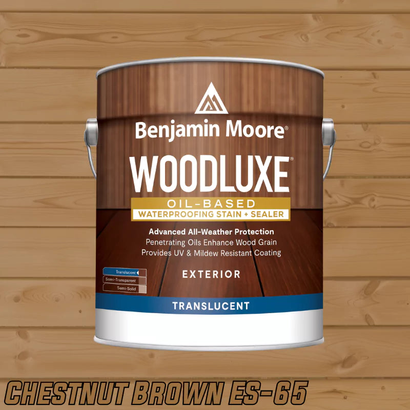 Benjamin Moore Woodluxe Oil-Based Waterproofing Exterior Translucent Stain and Sealer Chestnut Brown (ES-65) Gallon