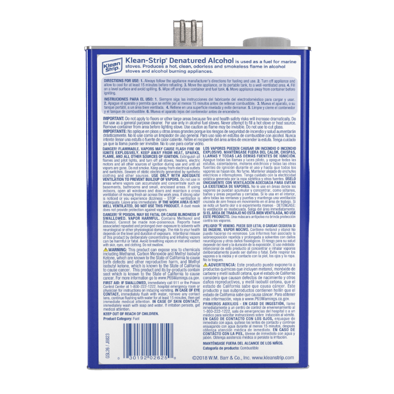 Klean Strip Denatured Alcohol Fuel 1 gal. | Gilford Hardware