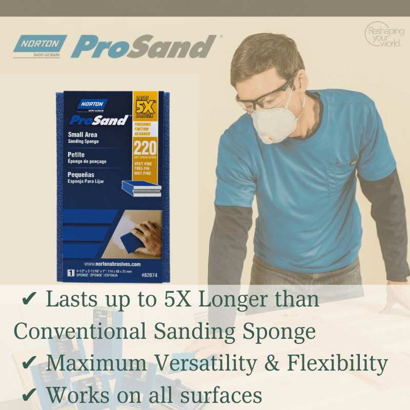 Norton ProSand 220 Grit Very Fine Small Area Sanding Sponge 4.5"  | Gilford Hardware 