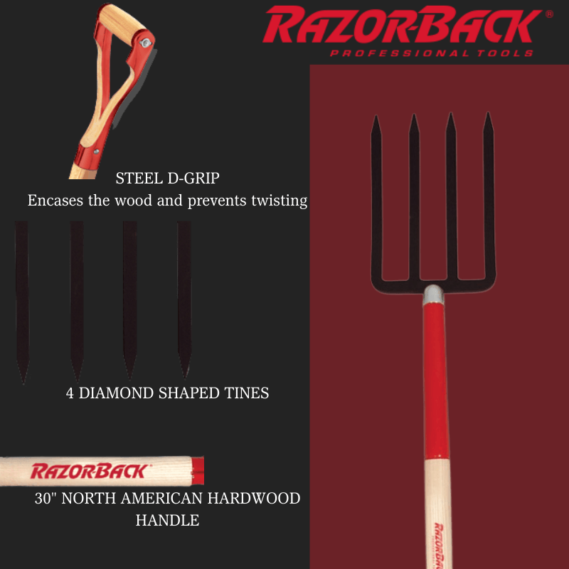 Razor-back Spading Fork Heavy-Duty 4 Tine | Gilford Hardware 