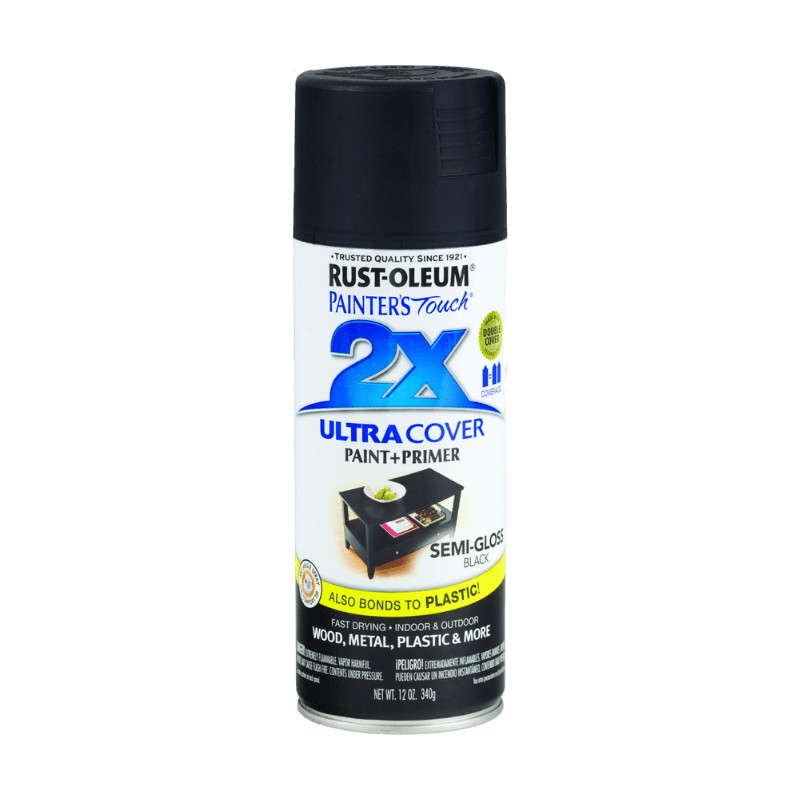 Rust-Oleum Painter's Touch 2X Semi-Gloss Black Spray Paint+Primer 12 oz. | Gilford Hardware