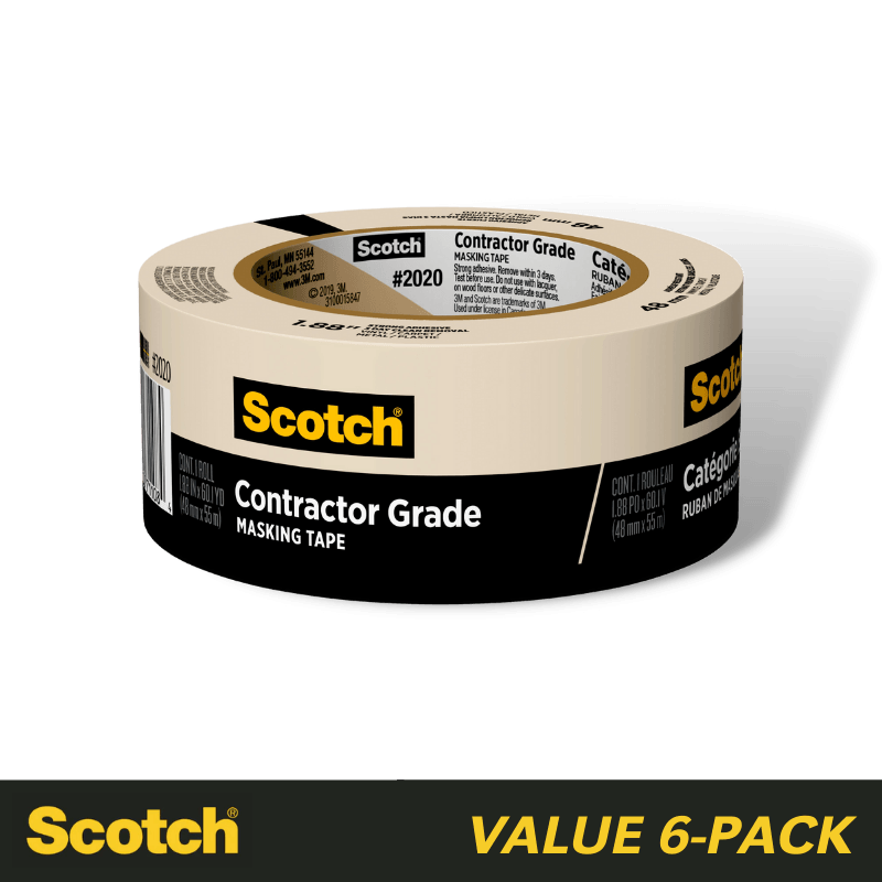 Scotch Masking Tape Contractors Grade 1.88 in x 60 yds. 6-Pack | Gilford Hardware 