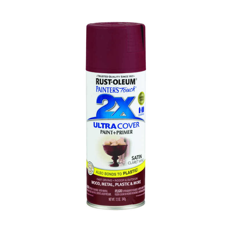 Rust-Oleum 2X Satin Claret Wine Paint+Primer Spray Paint 12 oz. | Gilford Hardware