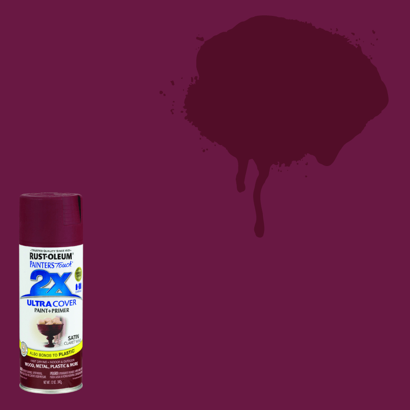 Rust-Oleum 2X Satin Claret Wine Paint+Primer Spray Paint 12 oz. | Gilford Hardware